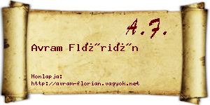 Avram Flórián névjegykártya